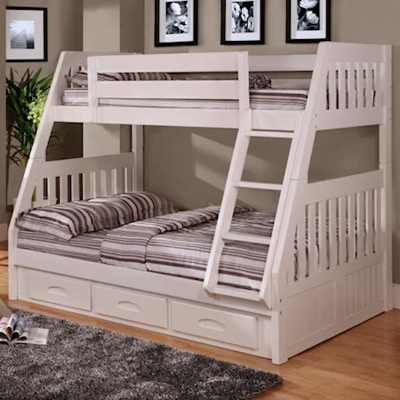 Mission Youth Twin Over Full Bunk Bed with Rake Slat Design